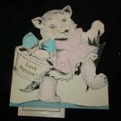 Antique Vintage 1920s KITTY CAT Basket Birthday Card