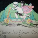 Antique Vintage 1930 Children Ride Scooter Rust Craft Birthday Card