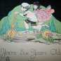 Antique Vintage 1930 Children Ride Scooter Rust Craft Birthday Card