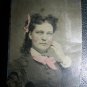 Antique Victorian Woman Lady Ribbon Hair Tintype Photo