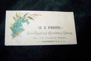 Antique News Depot Circulating Library Victorian Chromolithograph Calling Business Card