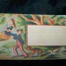 Antique Couple Swing Wildlife Chromolithograph Calling Business Card