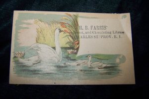 Antique News Depot Circulating Library SWANS Victorian Chromolithograph Calling Business Card