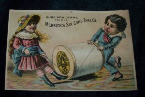 Antique Merrick Thread Children Chromolithograph Victorian Trade Card Tradecard
