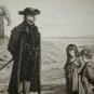 Antique THE REPRIMAND Carl Schloesser, Leopold Lowenstam Etching Art Print