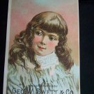 Antique Child Little Girl Glenmore Base Burner Stove Chromolithograph Victorian Trade Card Tradecard