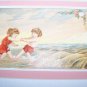 Victorian 1880 Trade Card Children Playing Ocean Beach