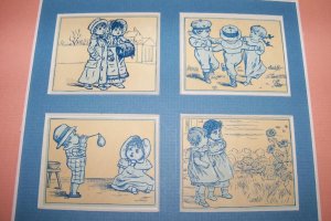Antique Victorian Trade Card Playing Children Lot 4 Mat
