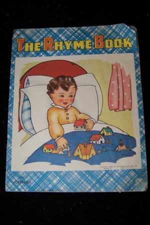 Vintage THE RHYME BOOK Saalfield Illustrated Linenette PB