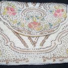 Vintage French Beaded Handmade Hand Bead Clutch Purse Pearls White Pink Embroidered