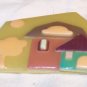 Vintage 1980s Modernist Art Deco Lucinda House Plastic Layered Pin Brooch Green Tan