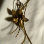 Vintage 1970s ROSE FLOWER LEAF Leaves Bolo-Tie Women's Necklace Chain Gold Tone Mesh