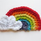 Crochet Rainbow with Heart Clouds