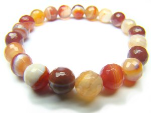 BAGBRS0600X Red Agate wt Lace Round Shape 8mm Cut Bracelet