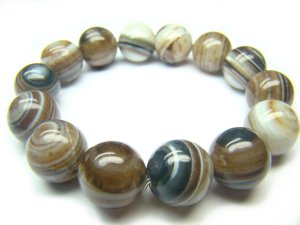BAGBRE0709X Black & White Agate Round Shape 14mm Bracelet