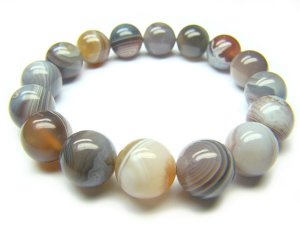 BONXRS0600X Botswana Agate Round Shape 12mm Bracelet