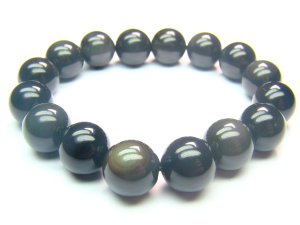 BOBXRS1400X Obsidian  Round Shape  12mm Bracelet