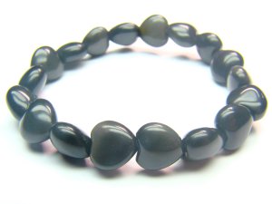 BOBXHS1200X Obsidian  Heart Shape  10mm Bracelet
