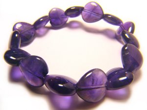 BAMXBR0609C Amethyst  Heart Shape  12mm Bracelet