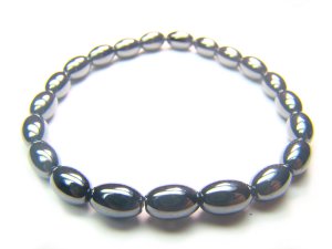 BHEXRE0816X Hematite Rice Shape 6x8mm Bracelet
