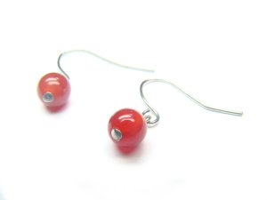 EAGXRS0600C Red Agate Round Shape 6mm Earrings