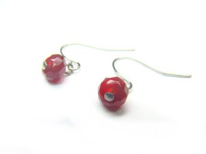 EAGXHS1000X Red Agate Donut Shape 4x7mm Cut Earrings