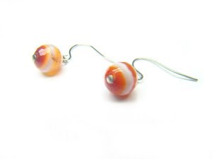 EAGBRS0600X Red Agate wt Lace Round Shape 8mm Cut Earrings