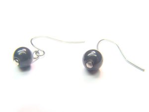 EOBXRS0800X Obsidian  Round Shape  6mm Earrings
