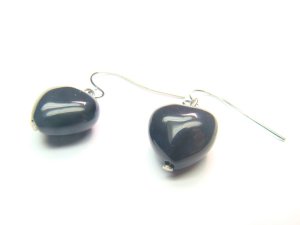 EOBXDM1012X Obsidian  Heart Shape  12mm Earrings