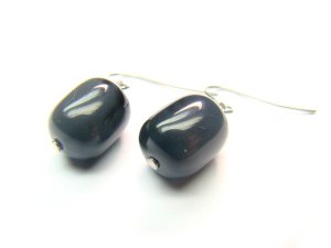 ETEXRS0600X Obsidian  Drum Shape  10x12mm Earrings