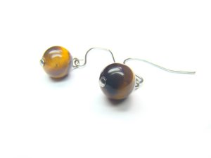 ETEXRS1000X Tiger Eye  Round Shape  8mm Earrings
