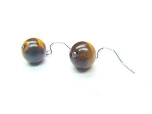 ETEXRS1000C Tiger Eye  Round Shape  10mm Earrings