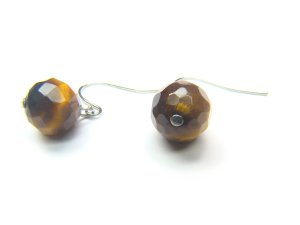 ETEXHS0800X Tiger Eye  Round Shape  10mm Cut Earrings