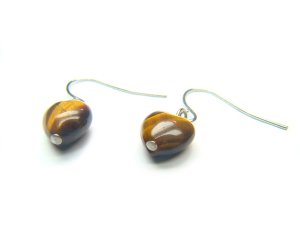 ETEXHS1000X Tiger Eye  Heart Shape  8mm Earrings