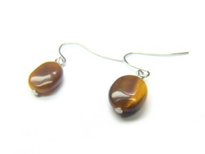 ETEXSS0710X Tiger Eye  Oval Shape  8x10mm Earrings