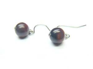 ETERRS1000X Red Tiger Eye  Round Shape  8mm Earrings