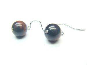 EAMXRS0600X Red Tiger Eye  Round Shape  10mm Earrings