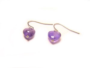 EAMXHS1000X Amethyst  Heart Shape  8mm Earrings
