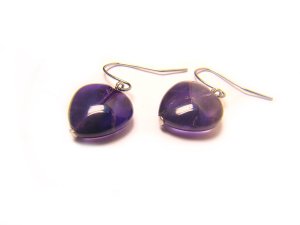 EAMXBR0609C Amethyst  Heart Shape  12mm Earrings
