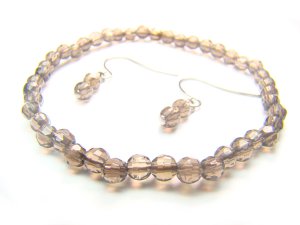 BSQXRS0600C Smoky Quartz Round Shape 4mm Cut Bracelet