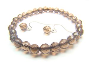 BSQXRS0800C Smoky Quartz Round Shape 6mm Cut Bracelet