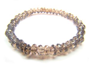 BSQXWH0507C Smoky Quartz Donut Shape 3x6mm Cut Bracelet