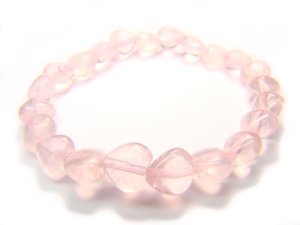 BRQXHS1000X Rose Quartz Heart Shape 8mm  Bracelet