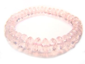 BRQXWH0407C Rose Quartz Donut Shape 4x8mm Cut Bracelet