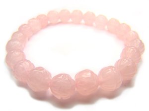 BRQXSS0811X Rose Quartz Lotus Shape 8mm  Bracelet