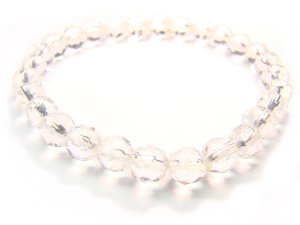 BRCXRS0800C Clear Quartz Round Shape 6mm Cut Bracelet