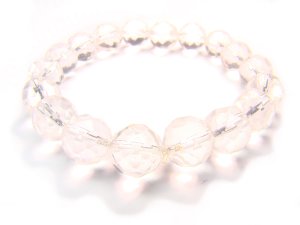 BRCXDO0306X Clear Quartz Round Shape 10mm Cut Bracelet