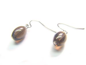 ESQXOS0812X Smoky Quartz Rice Shape 7x10mm  Earrings