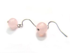 ERQXRS1000X Rose Quartz Round Shape 8mm  Earrings