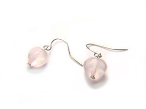 ERQXHS1000X Rose Quartz Heart Shape 8mm  Earrings